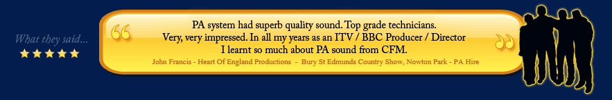 Companies renting sound equipment, dry hire in Suffolk